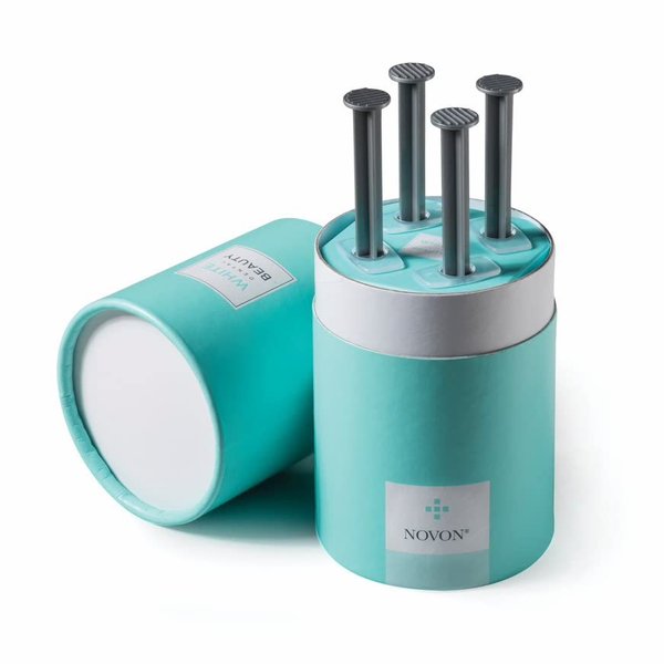 White Dental Beauty Teeth Whitening Kit; 4 Syringes of 3 ml Teeth Whitening Gel Powered by NOVON® Technology. Includes Kit, Boil & Bite Whitening Trays, and Case (16% Carbamide Peroxide)