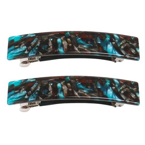 2 Pack Celluloid Tortoise Shell Hair Barrettes Onyx Metal Ponytail Holder Grain Acetate French Side Hair Clips Hair Pins Hair Slide Stylish for Fine Hair Women Girl Hair Jewelry Accessories