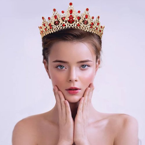 Woeoe Crystal Women Wedding Crowns Gold Rhinestone Queen Tiara and Crown Bridal Princess Tiara Headband Costume Birthday Party Hair Accessories