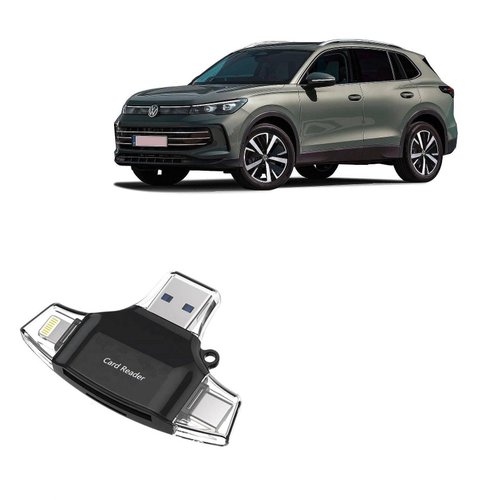 BoxWave Smart Gadget Compatible with Volkswagen 2025 Tiguan Infotainment Display (15 in) - AllReader SD Card Reader, microSD Card Reader SD Compact USB - Jet Black