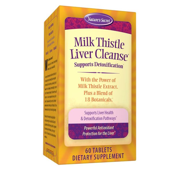 Nature's Secret Milk Thistle Liver Cleanse Supports Healthy Liver Function & Detoxification - 18 Botanical Blend Turmeric, Dandelion, Beet, Artichoke & More - Natural Powerful Antioxidant - 60 Tablets