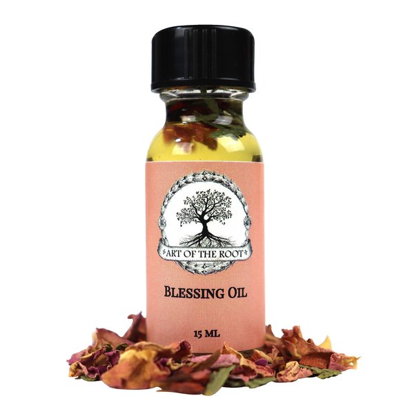Blessing Oil 1/2 oz | Handmade with Herbs & Essential Oils | Rose, Myrrh, Sandalwood & Frankincense| Wiccan Pagan Hoodoo Voodoo Conjure