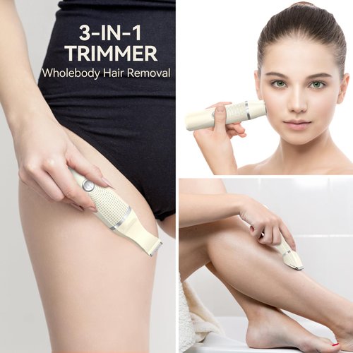 unibono Bikini Trimmer for Women,3-in-1 Rechargeable Hair Trimmer for Women,Waterproof Electric Women Trimmer for Pubic,Face,Leg and Underarm in USB-C Charging