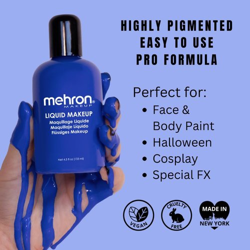 Mehron Makeup Liquid Makeup | Face Paint and Body Paint 4.5 oz (133 ml) (Blue)