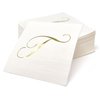 Gift Boutique 100 Gold Monogram Cocktail Napkins Letter T Disposable Paper Pack Elegant Metallic Golden Foil Hand Napkin for Powder Room Wedding Holiday Birthday Party Baby Shower Decorative Towels