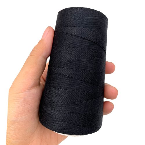 Atimiaza Thick Thread for Sewing Hair, Black Weaving Thread Polyester Thread for Making Wig, Hair Extension Sewing Thread with 3 Pcs Curved Needles (Black)