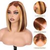 Wear and Go Glueless Bob Wig Human Hair 4/27 Ombre Highlight Bob Wig Human Hair Glueless 4x4 HD Lace Closure Glueless Wigs Human Hair Pre Plucked 180% Density Short Straight Blonde Bob Wigs for Women