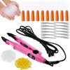 Lothee Fusion Hair Extension Tools Keratin Hair Extension Fusion Heat Iron Hair Extension Heat Tool with Fusion Glue Protector Template Hair Clips Finger Protector 2 Bags Keratin Glue Granule (Pink)