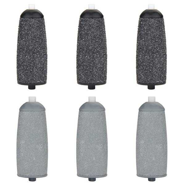 Replacement Heads for Flawless Pedi, Replacement Roller Refills Heads Compatible with Finishing Touch Flawless Pedi Electric Tool File, 6-Pack ( 3 Black Coarse and 3 Gray Fine )