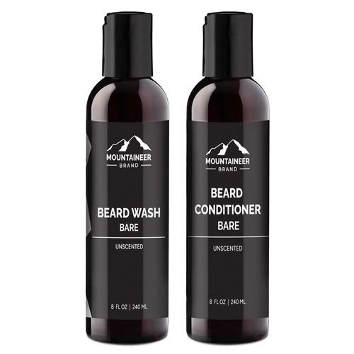 Mountaineer Brand Basic Beard Bundle | Beard Wash and Conditioner for Men | Beard Shampoo / Beard Conditioner Set | Deep Cleans | Leaves Hair Soft and Hydrated | Unscented | 2 Count | 8oz