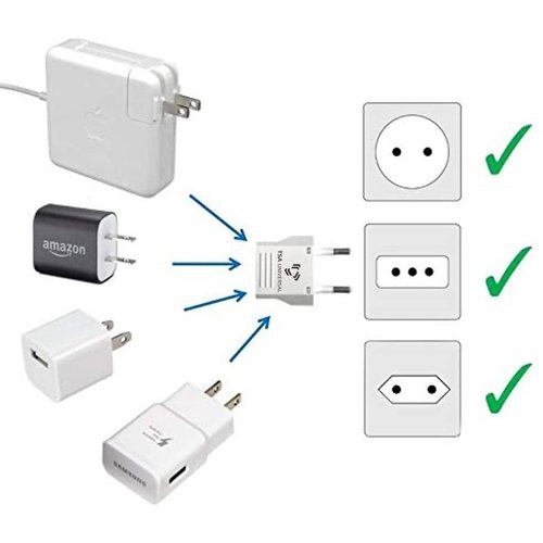 United States to French Polynesia/Tahiti Travel Power Adapter to Connect North American Electrical Plugs to Polynesian Outlets for Cell Phones, Tablets, eReaders, and More (6-Pack, White)