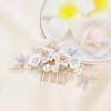 Oriamour Handmade Wedding Hair Comb Bridal Hair Accessories With Ceramics Flower,Flower Bridal Hair Clip Side Combs Hair Pieces for Wedding (Gold)