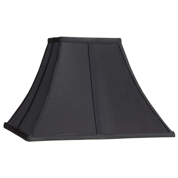 Medium Square Curved Black Lamp Shade 6" Top x 14" Bottom x 9.5" High (Spider) Replacement with Harp and Finial - Springcrest
