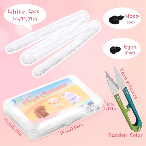 White Pipe Cleaner, Pipe Cleaners Craft, 15mm Super Chunky Chenille Stems, Pipe Cleaner for Beginners DIY Arts Crafts Decorations Make Animals