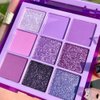 Purple Pink Lavender Glitter Shimmer Eye Shadow Makeup Palette ,9 Colors Highly Pigmented Waterproof Violet Mauve Dark Purple Silver Pearl White Glitter Shimmer Sparkling Party Eyeshadow (9-purple)