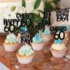 30PCS Black 60th Birthday Cupcake Toppers Glitter Sixty Happy 60th Straight Outta 1964 Cupcake Picks for Cheers to 60 Years 60th Birthday Wedding Anniversary Party Decoration Supplies