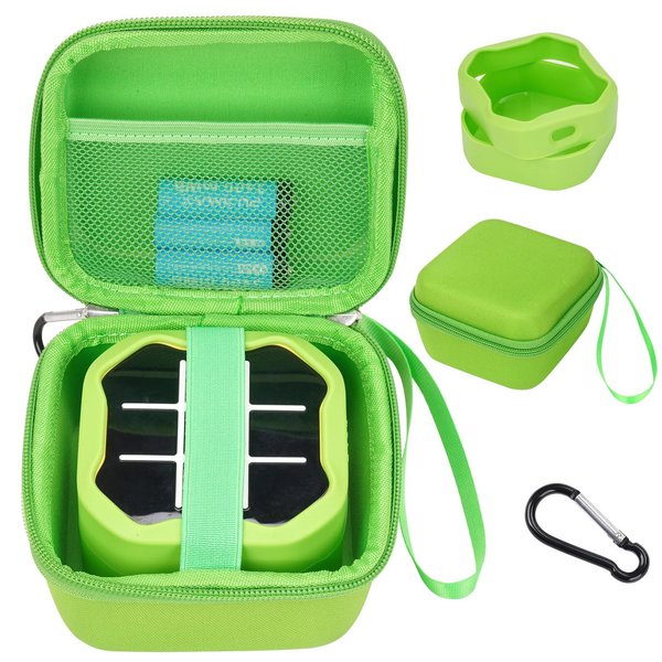 MGZNMTY Travel Storage Case and Silicone Cover Compatible with Giiker Tic Tac Toe Bolt Electronic Game, 3-in-1 Handheld Puzzle Game Console Toys Skin for Kids (Green)
