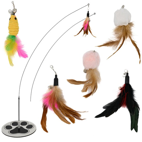 2 In 1 Cat Wand Toys For Indoor Cats Solid Round Base Cat Toys For Bored Indoor Adult Cats Self Play Cat Toys Cat Feather Toy Bird Feather Cat Toy Wand For High Energy Cat Toys Cat Teaser Wand Toy
