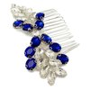 PRETTYLIFE Crystal Bride Wedding Hair Comb Silver Vine Bridal Hair Accessories Party Prom Hair Piece for Women and Girls (#2 - Blue)