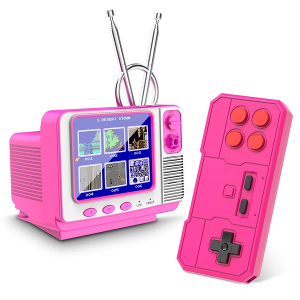 Handheld Games for Kids Aldults - GV300S 168 Classic Retro Video Game- 3.0 Inch Screen Electronic Mini TV Style Support for Connecting TV and Two Players .(Pink)