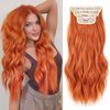 ZRQ Clip in Hair Extensions for Women, 4PCS Clip Ins Long Wavy Curly Hair Extension 20 Inch Synthetic Hair Extension Thick Hairpieces (Copper Red, 20 Inch)