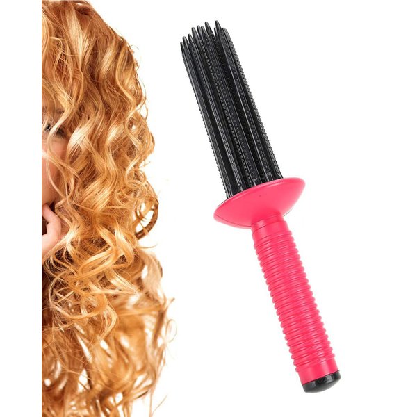 Hair Fluffy Styling Curler Curls Comb,Hair Curler Curling Make Up Brush Roller Tool Portable Hair Curling Roll Comb Anti‑Slip Professional Round Hair Brush for Home Personal Use Travel