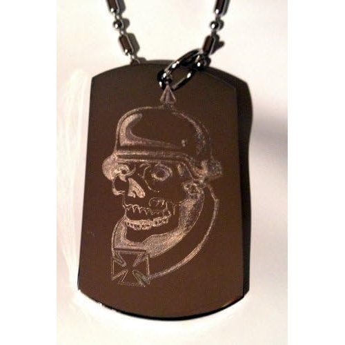 Soldier Skull Helmet Biker Logo Symbols - Military Dog Tag Luggage Tag Key Chain Metal Chain Necklace