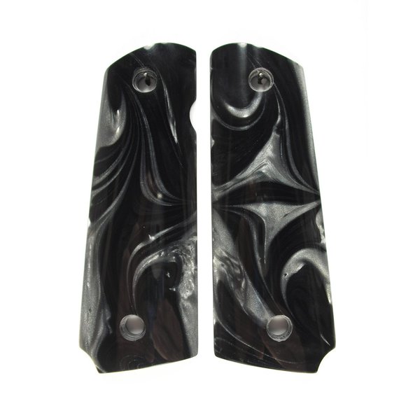 -Silver & Black Pearl Compact 1911 Grips