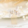 Foyte Crystal Bride Wedding Hair Comb Leaf Bridal Headpieces Rhinestone Flower Hair Vines Pearl Bridesmaid Side Combs Hair Accessories for Women and Girls (leaf)