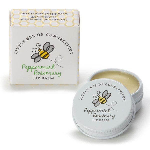 All Natural Beeswax Lip Balm - 0.25oz - By Little Bee of Connecticut (Peppermint Rosemary)