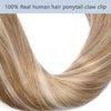Claw Clip Ponytail Extension 100% Real Remy Human Hairpiece Pony Tails Hair Extensions Long Straight Ponytail for Women (18 inch, Balayage Caramel Blonde to Bleach Blonde)