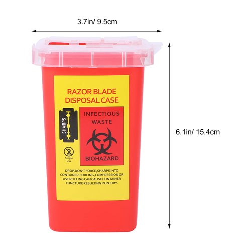 Minkissy Blade Dispenser Case Razor Blade Disposal Case Barber Shop Storage Bank Container for Used Razor Blades Red