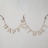 Creative Co-Op Decorative Felt Happy Birthday Banner, Natural Garland, Ivory