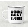 Designsify Gifts, World's Best Reporter, 12oz Camping Mug Stainless Steel Enamel Tea-Cup with Handle, for Birthday Anniversary Mom Dad Parents Fathers Mothers Day Party, to Men Women Him Her Friend