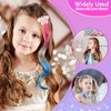 12 Pieces Hair Clips for Girls, Bow Curly Pink Gradient Hair Extensions for Kids, Little Girl Hair Clips Accessories for Ponytails Princess Dress Up