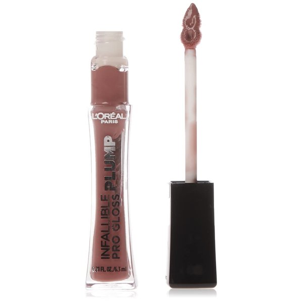 L'Oreal Paris Infallible Pro Gloss Plump Lip Gloss with Hyaluronic Acid, Long Lasting Plumping Shine, Lips Look Instantly Fuller and More Plump, Moonlit Rose, 0.21 fl. oz.