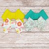 Set of 4 felt bows yellow, green & floral (Alligator Clip Right)