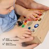 Play Forward Montessori Light Switch Toy for Toddlers — Interactive Busy Board with LED Light—Your Kids On-the-Go Sensory Toy for an Easy, Screen-Free Play Experience, Wooden Busy Board for 18+ Months