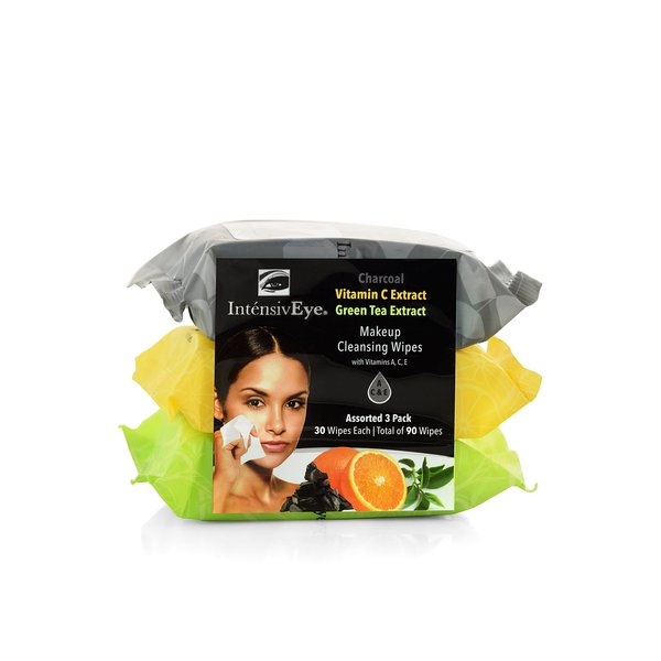 IntensivEye Makeup Cleansing Wipes 30ct - 3 Pack / 90 Total Wipes (Charcoal, Vitamin C, Green Tea)