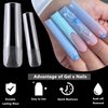 LuckForever 240pc XL Square Gel X Nail Tips Clear Fake Nails Extra Long Square Nail Tips Full Cover Artificial Fingernails XL Soft Gel False Nail Tips for Acrylic Nail Extension Press on Nail Making