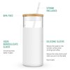 Tronco 20oz Glass Tumbler Glass Water Bottle Straw Silicone Protective Sleeve Bamboo Lid - BPA Free (Papaya/ 1 Pack)