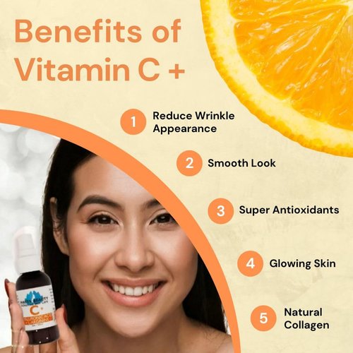 Watts Beauty Supercharged Vitamin C Serum with Moisturizing Hyaluronic Acid - Advanced Antioxidant Face and Body Serum - 4 oz