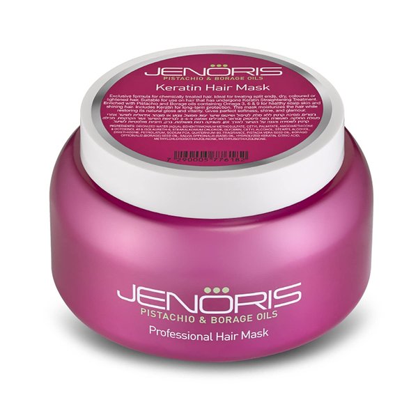 Jenoris Keratin Hair Mask 16.9 fl.oz Blend of Natural Keratin and Pistachio Oil to complete the nourishing Omega 3-6-9 Complex for dry hair and post-straightening treatments.