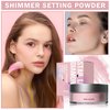 IONSGAKO Pink Translucent Setting Powder Shimmer Glitter Loose Setting Powder Oil Control Matte Finishing Setting Face Powder Makeup for All Skin Tones