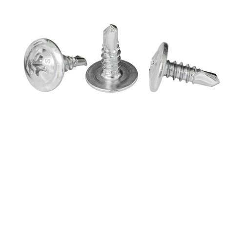 #8 x 1/2" Phillips Modified Truss Head Self-Drilling Tek Screw, Zinc-Plated Steel for Sheet Metal Attaches Wire Lath to Metal Studs - Box of 100