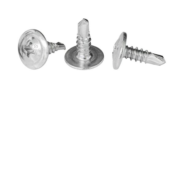 #8 x 1/2" Phillips Modified Truss Head Self-Drilling Tek Screw, Zinc-Plated Steel for Sheet Metal Attaches Wire Lath to Metal Studs - Box of 100