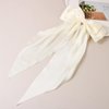Hair Bows for Women,Satin Bow Barrette Hairclip Long Tail Ponytail Holder Wedding Party Hair Accessories (Black+Beige)