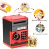 ATM Piggy Bank for Boys Girls, Vcertcpl Mini ATM Coin Bank Money Saving Box with Password, Kids Safe Money Jar for Adults with Auto Grab Bill Slot, Great Gift Toy Bank for Kids (Red+Black 02)