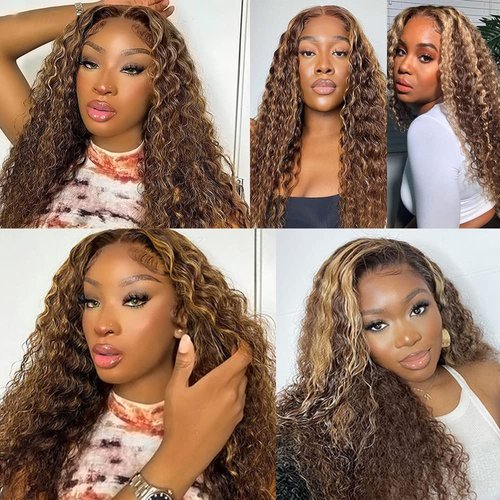 Ombre Human Hair Bundles Highlight Bundles Human Hair P427 Curly Wave Bundles 24 26 28 Inch Brazilian Remy Hair Extensions 8a Soft and Healthy Hair Bundles 100g/Pc