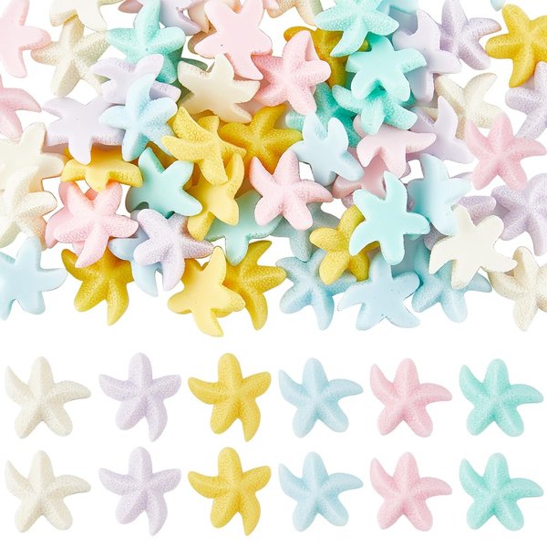 SUNNYCLUE 1 Box 72PCS Starfish Cabochon Ocean Flatback Charms Resin Cute Mini Summer Ocean Sea Hawaii Star Cabochons for Jewelry Making Scrapbooking Embellishments Cellphone Case Craft DIY Decor
